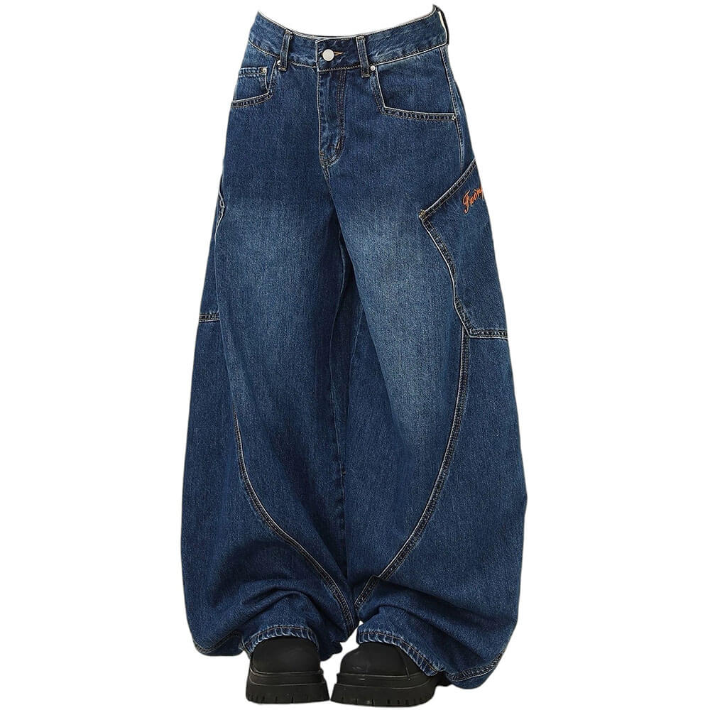 90s style wide leg jeans