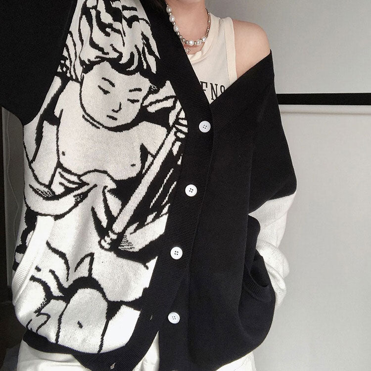 cherub aesthetic asymmetrical cardigan