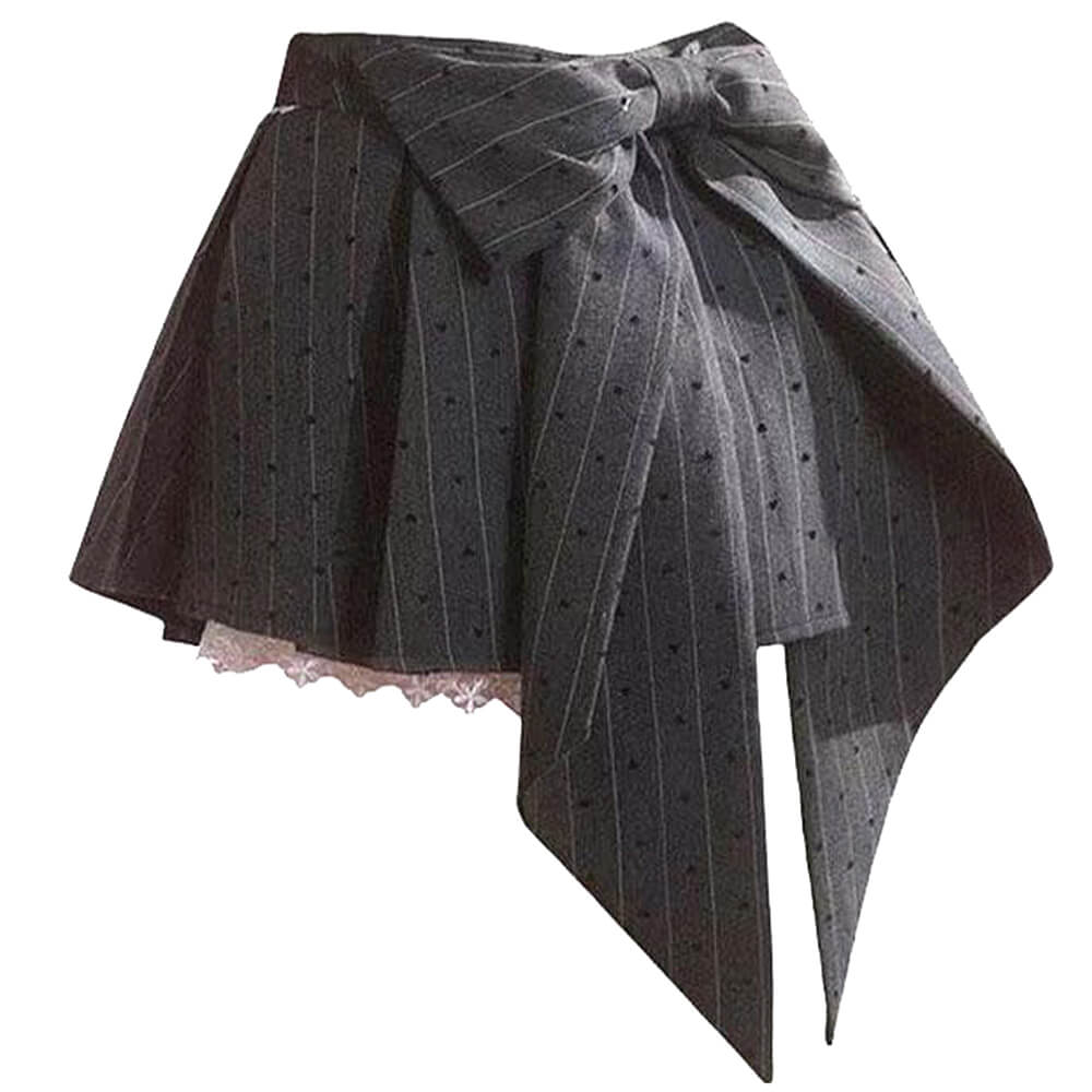 coquette lace bow pleated skirt