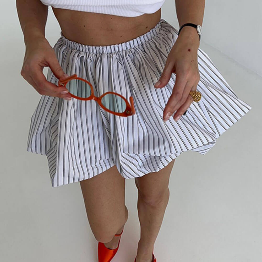 pinstripe balloon skirt