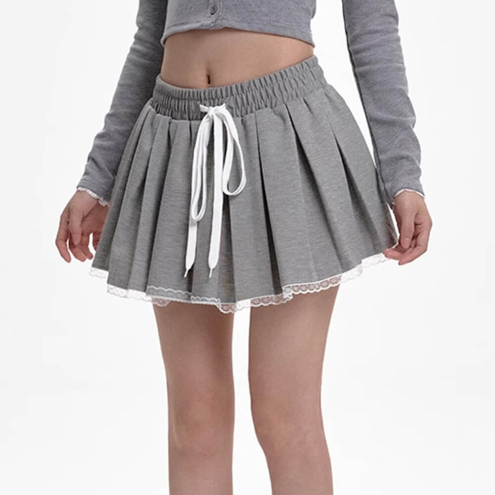 preppy drawstring mini skirt