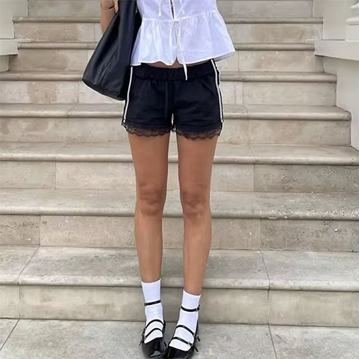 blokette side stripe lace shorts