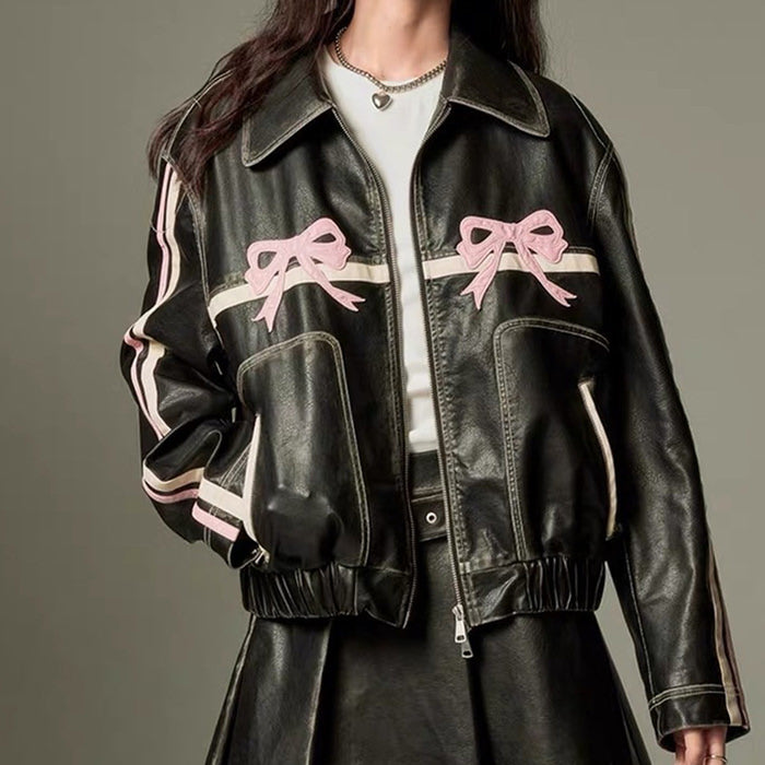 y2k bow motorcycle jacket